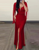 Elegância em Movimento - Vestido com Tassel e Fenda Deslumbrante
