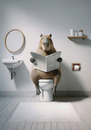 WC Animais Pintura De Lona, Leitura De Jornal, Ovelha Jacaré, Cartaz Doberman Print, Arte Da Parede, Room Pictures, Decoração De Casa