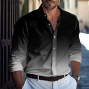 Moda Outono Gradiente Cores Camisa Dos Homens de Negócios Casuais Camisas de Botão de Manga Longa Dos Homens Slim Fit Lapela Camisas Roupas