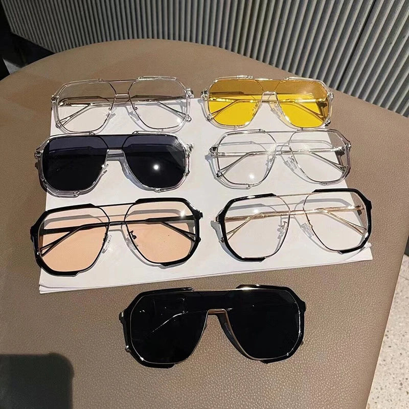 Tendências punk óculos de sol feminino óculos de sol de grandes dimensões moda para homens novo steampunk feminino uv400 de sol oculos