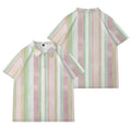 Camisa polo listrada para homens, botão de lapela casual, adequado para compras e golfe, plus size, rosa, verde, laranja, 1