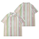 Camisa polo listrada para homens, botão de lapela casual, adequado para compras e golfe, plus size, rosa, verde, laranja, 1