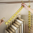 Rack de armazenamento com 8 buracos para cabide de roupas, liga de alumínio, ganchos mágicos rotativos, organizador, guarda-roupa, economizador de espaço