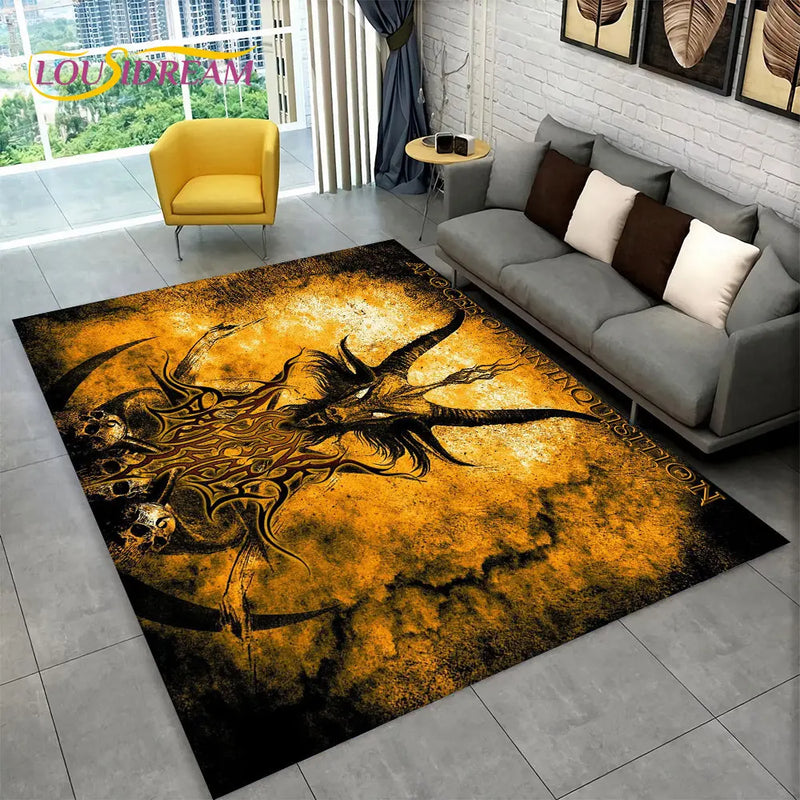 Tapete gótico antiderrapante para sala de estar e quarto, tapete de decoração com design de tarô, estilo gótico, para quarto e sofá das crianças