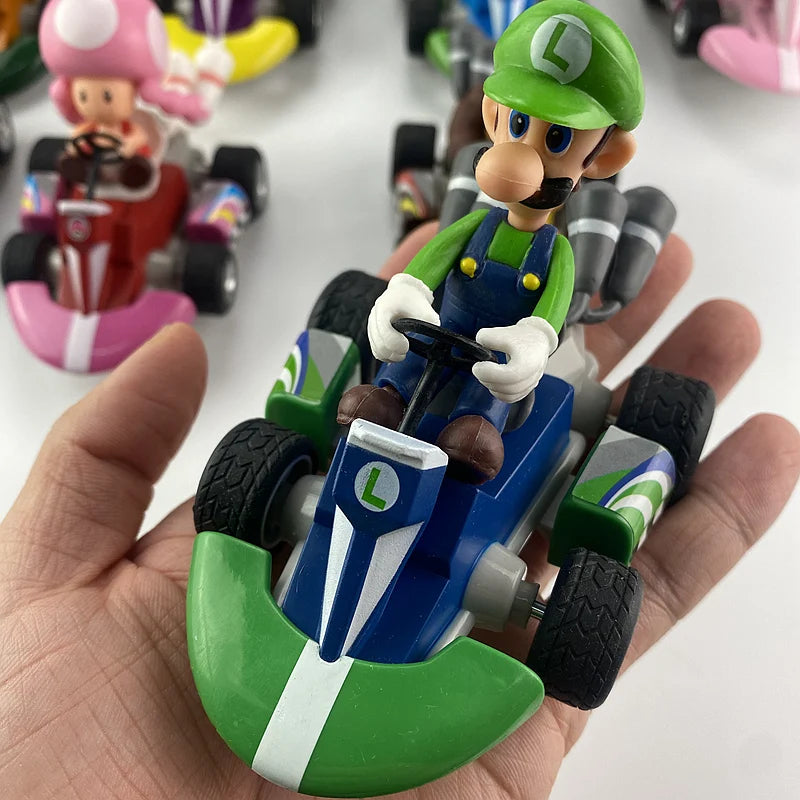Action Figure Brinquedos de Super Mario, Puxe o Carro, Yoshi Verde, Donkey Kong, Bowser, Luigi, Sapo, Jogo de Anime, Presentes para Crianças, 24 Estilos