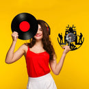 Banda de rock música ao vivo gravação de vinil relógio de parede vintage esculpido gramofone gravação de música relógio rock n roll clássico amantes da música presente