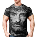 Estilo e Fé: Camiseta Retro 3D com Estampa de Jesus