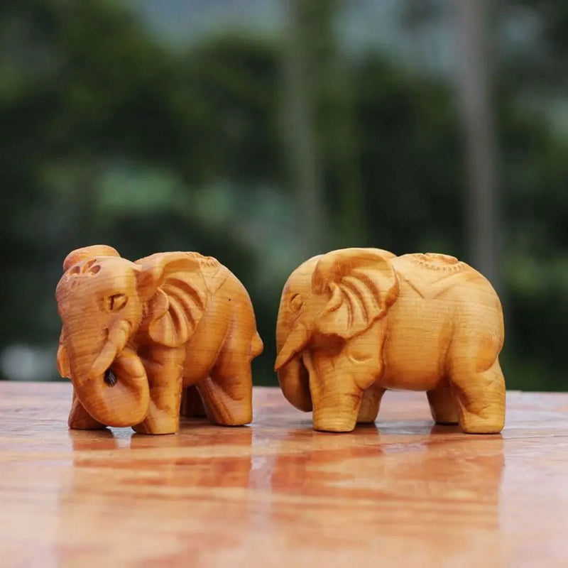 1 pc natural thuja madeira elefante rico escultura artesanato em madeira decoração para casa
