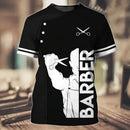 Camiseta para barbeiro masculina, camiseta casual com estampa 3D, personalidade hip hop, gola redonda, manga curta, moda verão