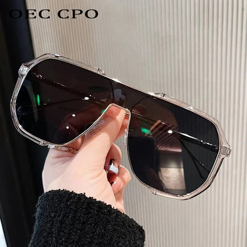 Tendências punk óculos de sol feminino óculos de sol de grandes dimensões moda para homens novo steampunk feminino uv400 de sol oculos