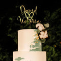 Toppers de bolo de casamento personalizados com data - A001, toppers de bolo acrílicos personalizados para casamento e madeira