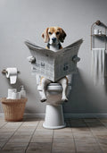WC Animais Pintura De Lona, Leitura De Jornal, Ovelha Jacaré, Cartaz Doberman Print, Arte Da Parede, Room Pictures, Decoração De Casa