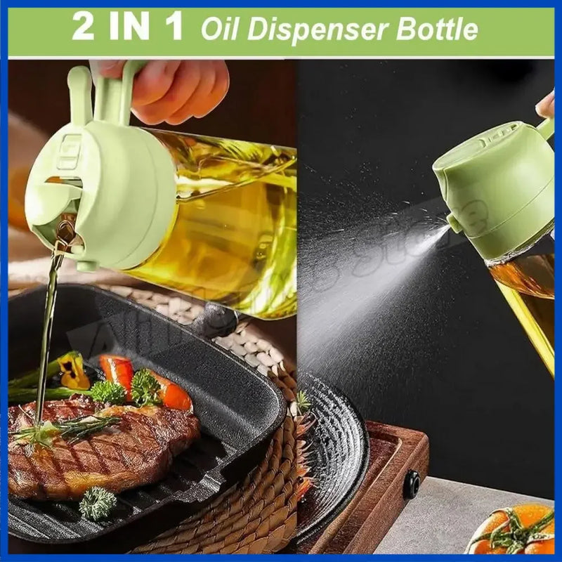 Garrafa dispensadora de óleo 2 em 1, 500ml, spray de plástico, pulverizador de óleo, frasco, galheteiro, churrasco, cozinha, assar, piquenique, ferramenta de cozinha