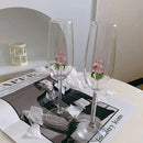Criativo 3d rosa vidro rosa embutido vermelho branco copos de vinho copo drinkware cálice flauta champanhe doméstico adorável presente dos namorados