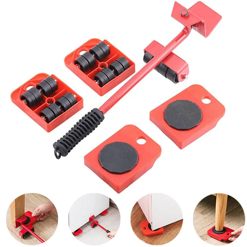 1-5 pçs ferramenta de levantamento de móveis materiais pesados movendo rolo levantador móveis mover ferramentas de transporte portátil guarda-roupa sofá slides kit
