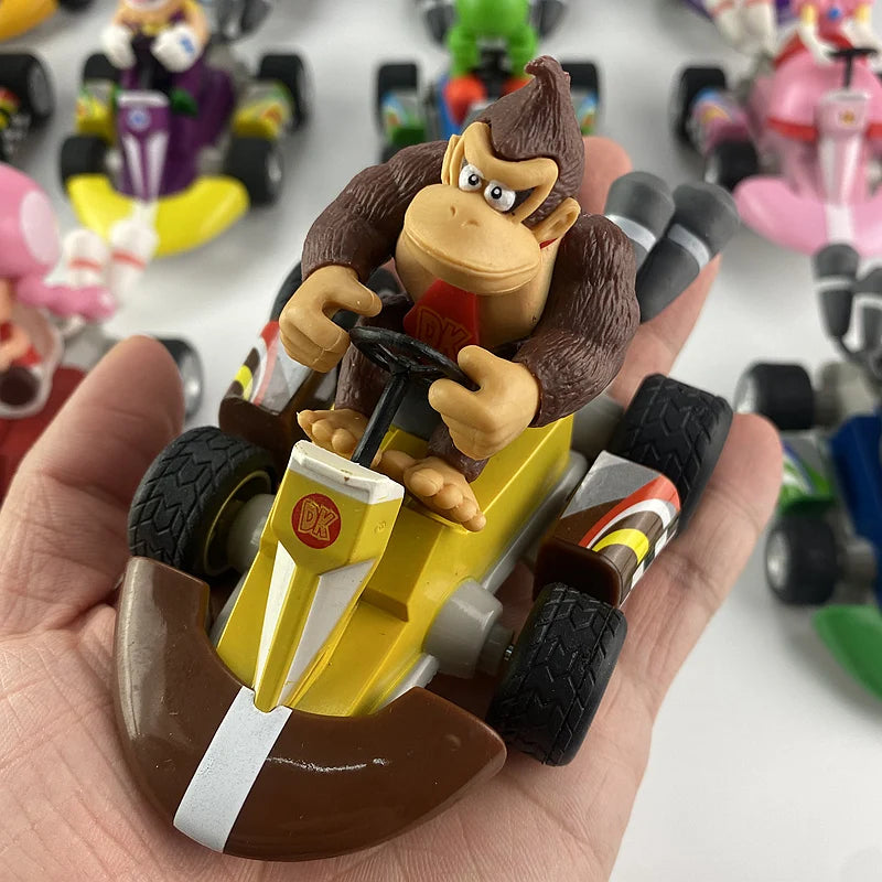 Action Figure Brinquedos de Super Mario, Puxe o Carro, Yoshi Verde, Donkey Kong, Bowser, Luigi, Sapo, Jogo de Anime, Presentes para Crianças, 24 Estilos