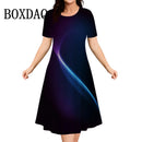 2025 novos vestidos femininos listrado impressão elegante moda casual vestidos de manga curta plus size feminino verão solto tamanhos grandes vestido