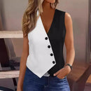 Colete Estilo Europeu V-neck Contrastante