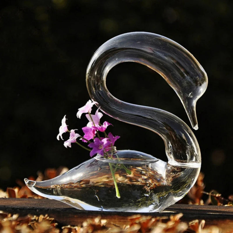 Vaso de flores hidropônico em forma de cisne, vidro transparente, decoração de casa, presentes de feriado, casamento