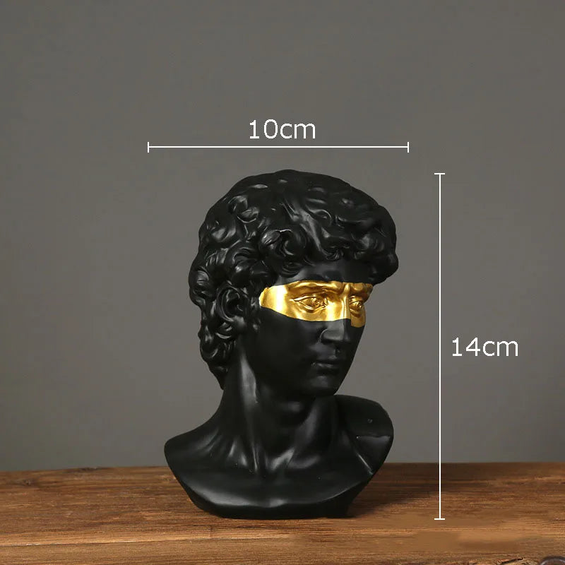Banhado a ouro Máscara David Estátua Obra Caráter Resina Escultura Enfeites de Mesa Figuras Retrato Estátua Sala estar Decoração