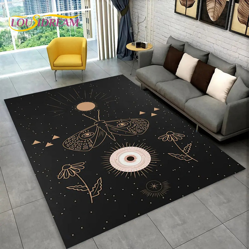 Tapete gótico antiderrapante para sala de estar e quarto, tapete de decoração com design de tarô, estilo gótico, para quarto e sofá das crianças