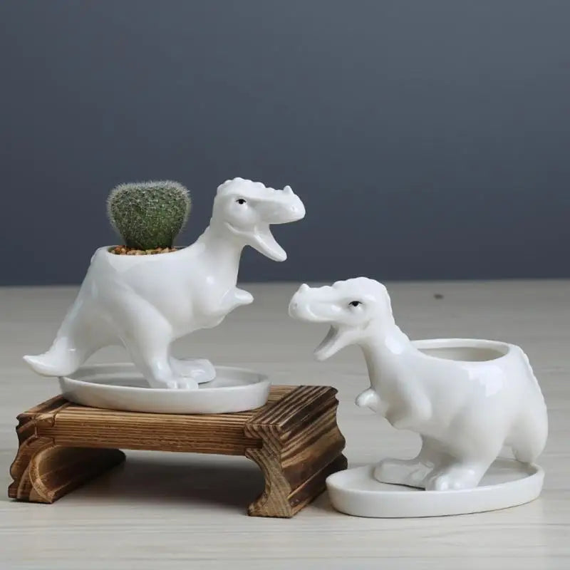 94pf Dinosaur Planter Pot para W/ Drenagem Bandeja Cacto Cactus Flor Contai