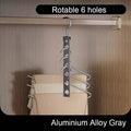 Rack de armazenamento com 8 buracos para cabide de roupas, liga de alumínio, ganchos mágicos rotativos, organizador, guarda-roupa, economizador de espaço