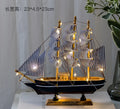 Modelo de veleiro de madeira para escritório e sala, decoração estilo mediterrâneo, artesanato criativo, vela suave, 1pc