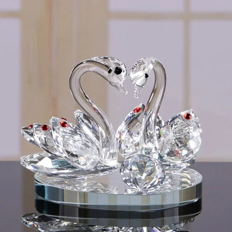 Cisnes de cristal ornamento estatuetas de vidro peso de papel artesanato criativo cisne figuras de vidro sala estar decorações de mesa