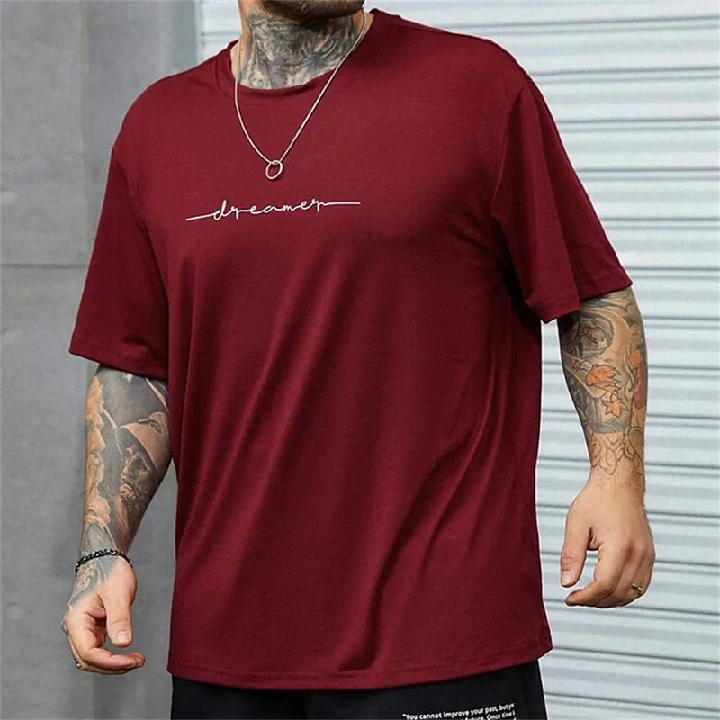 Camiseta masculina de verão simples de alta qualidade topo masculino todos os dias casual camisa esportiva tendência novas roupas oversized solto manga curta
