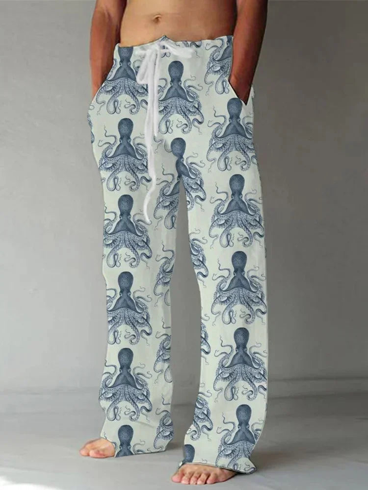 Calça havaiana floral masculina, imagem digital, casual de luxo social fashion, elegante roupa retrô
