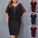 2024 novo elegante vestido de festa de verão strass decoração uso diário bodycon plus size chiffon senhora vestido de banquete