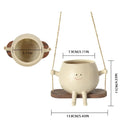Vaso de plantador de rosto de balanço, requintado, adorável, exclusivo, pendurado de resina, com corda para plantas, vaso de plantador de rosto de balanço