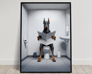 WC Animais Pintura De Lona, Leitura De Jornal, Ovelha Jacaré, Cartaz Doberman Print, Arte Da Parede, Room Pictures, Decoração De Casa