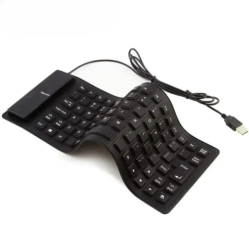 Teclado de silicone dobrável 85/109 teclas USB com fio silencioso à prova d'água à prova de poeira Soft Touch Rollup para notebook laptop