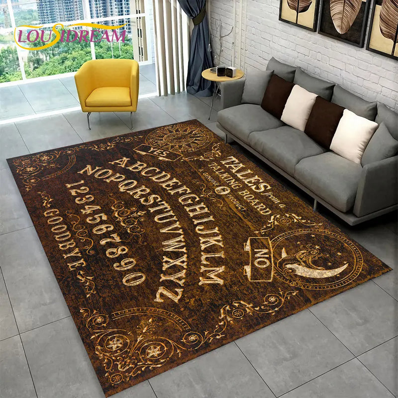 Tapete gótico antiderrapante para sala de estar e quarto, tapete de decoração com design de tarô, estilo gótico, para quarto e sofá das crianças