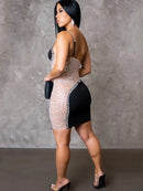 Brilho de Diva - Vestido Mini com Cristais e Elegância Transparente