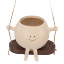 Vaso de plantador de rosto de balanço, requintado, adorável, exclusivo, pendurado de resina, com corda para plantas, vaso de plantador de rosto de balanço