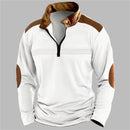 Outono/inverno moda todos os dias casual cor sólida zíper peito plissado listra retalhos confortável camisa polo de manga comprida