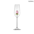 Criativo 3d rosa vidro rosa embutido vermelho branco copos de vinho copo drinkware cálice flauta champanhe doméstico adorável presente dos namorados