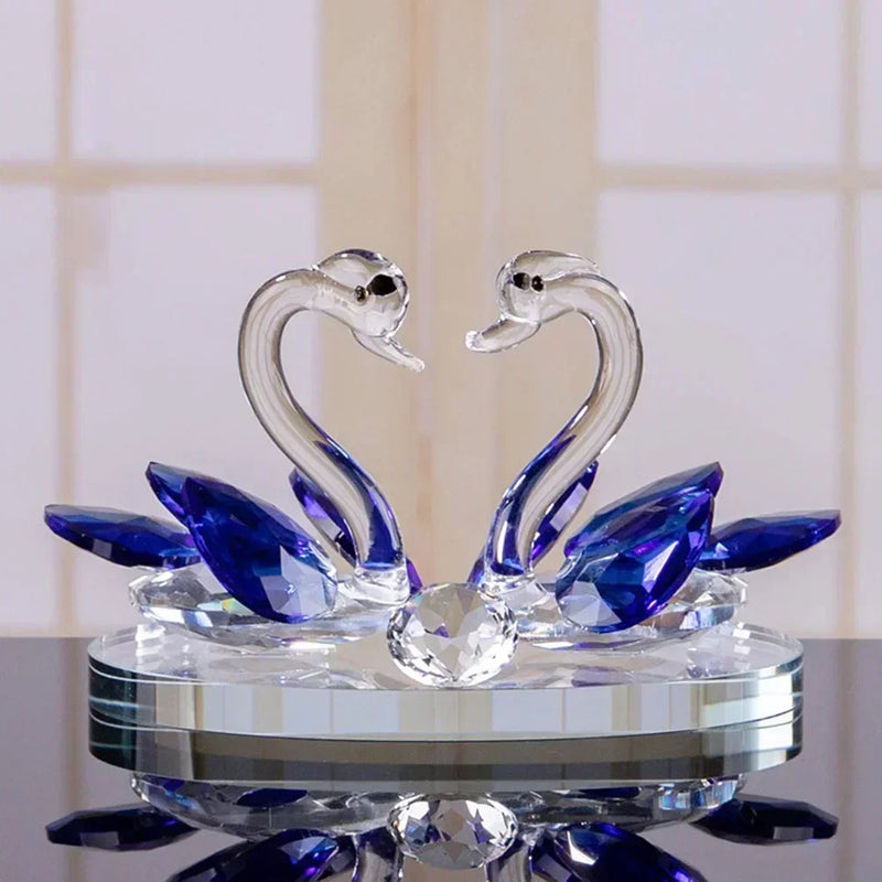 Cisnes de cristal ornamento estatuetas de vidro peso de papel artesanato criativo cisne figuras de vidro sala estar decorações de mesa