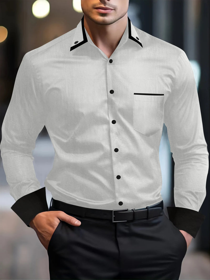 Camisa casual de manga comprida masculina, combinando cores lapela, cardigã de negócios solto, moda tendência primavera-outono, alta qualidade, nova