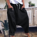 Calças de virilha de harém casuais femininas, calças de harém de moda com cordões, calças femininas, hip-hop de grandes dimensões streetwear mulher