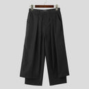 Incerun-calças plissadas soltas para homens, cor sólida, casual, perna larga, streetwear, moda