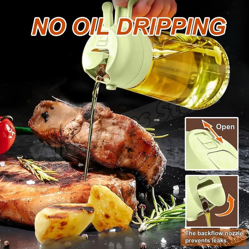 Garrafa dispensadora de óleo 2 em 1, 500ml, spray de plástico, pulverizador de óleo, frasco, galheteiro, churrasco, cozinha, assar, piquenique, ferramenta de cozinha