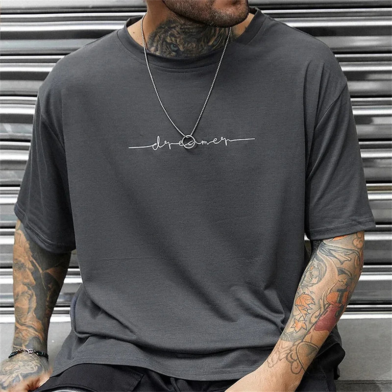 Camiseta masculina de verão simples de alta qualidade topo masculino todos os dias casual camisa esportiva tendência novas roupas oversized solto manga curta