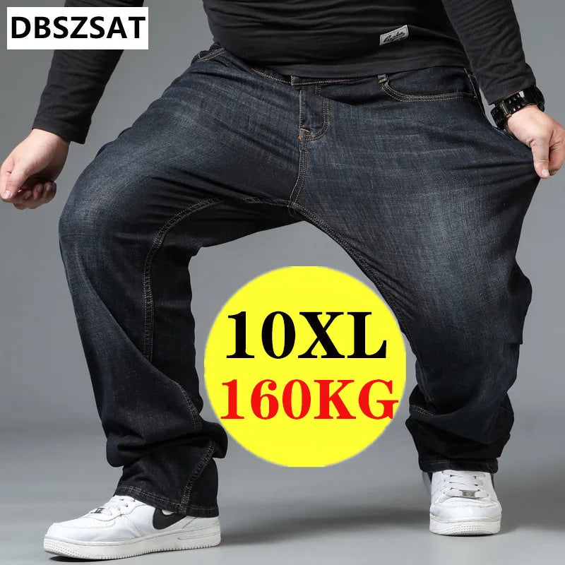 Calça jeans masculina de tamanho grande, faixa elástica, calça grande, cintura alta, calça jeans masculina, marido plus size, gorda, n ° 40