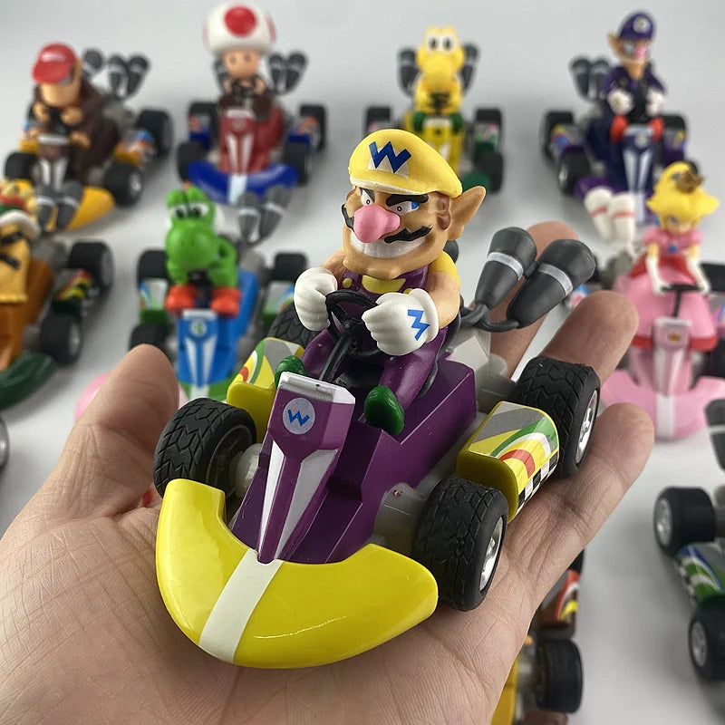 Action Figure Brinquedos de Super Mario, Puxe o Carro, Yoshi Verde, Donkey Kong, Bowser, Luigi, Sapo, Jogo de Anime, Presentes para Crianças, 24 Estilos