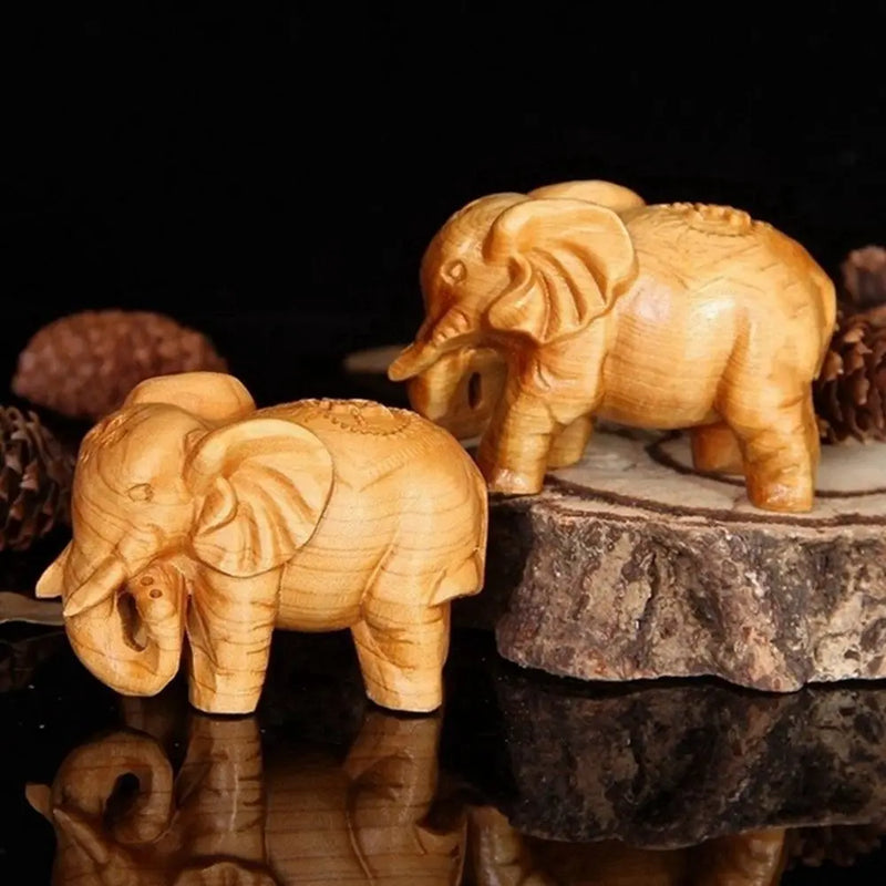 1 pc natural thuja madeira elefante rico escultura artesanato em madeira decoração para casa