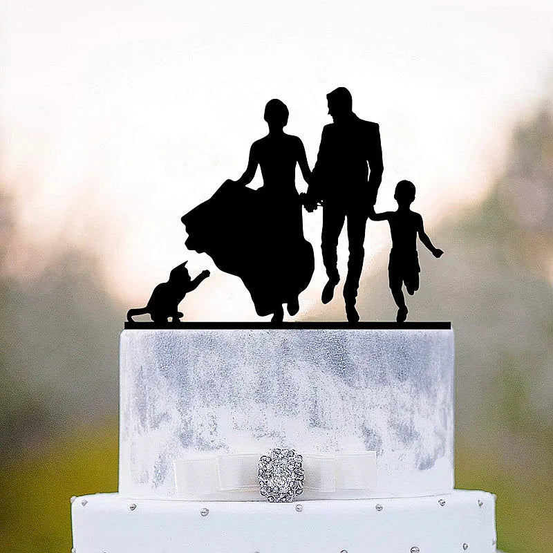 Topper do bolo do estilo familiar para crianças, aniversário do cão, decorações nupciais do chuveiro, decoração rústica do bolo, decoração do bolo do presente